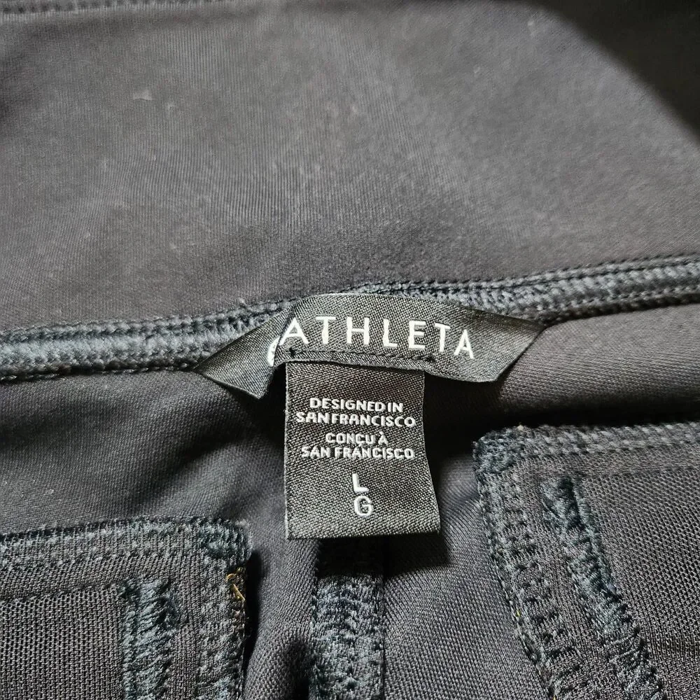 Athleta Delancey Skyline Leggings Women L Black High Rise Ankle Zip